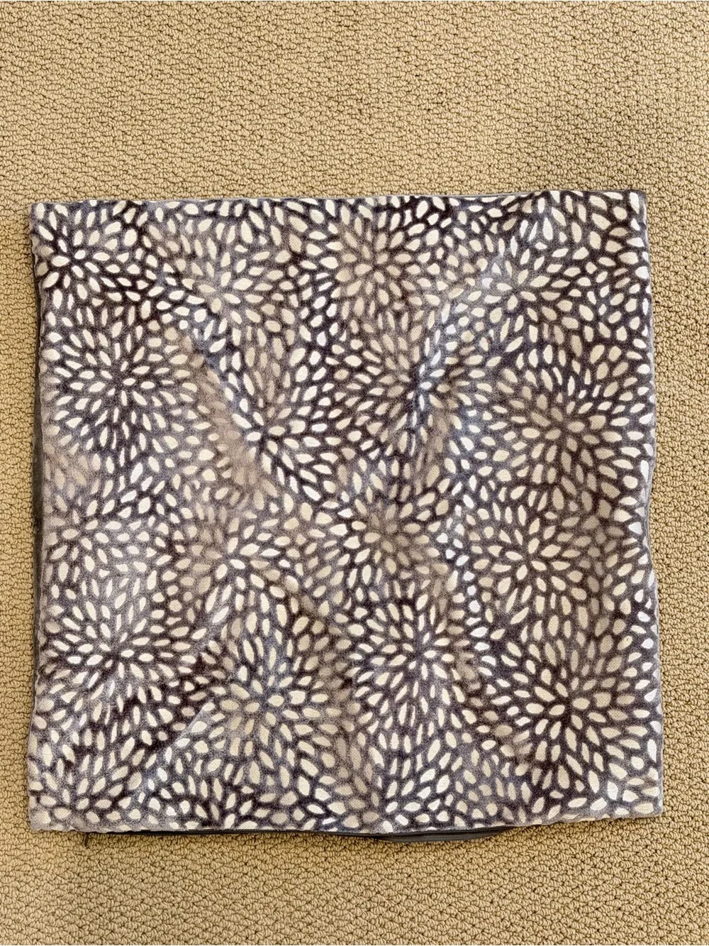 Plush Decorative Throw Pillow Cover in Taupe Floral Pattern